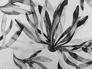 Wall Mural - Beautiful abstract color gray and white flowers on dark background and light pink flower frame and dark leaves texture, dark background, colorful graphics banner, white leaves, black leaves