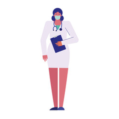 Poster - professional female doctor wearing medical mask with checklist