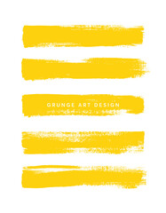 art brush paint texture stroke set isolated vector background. yellow line set. tape collection.