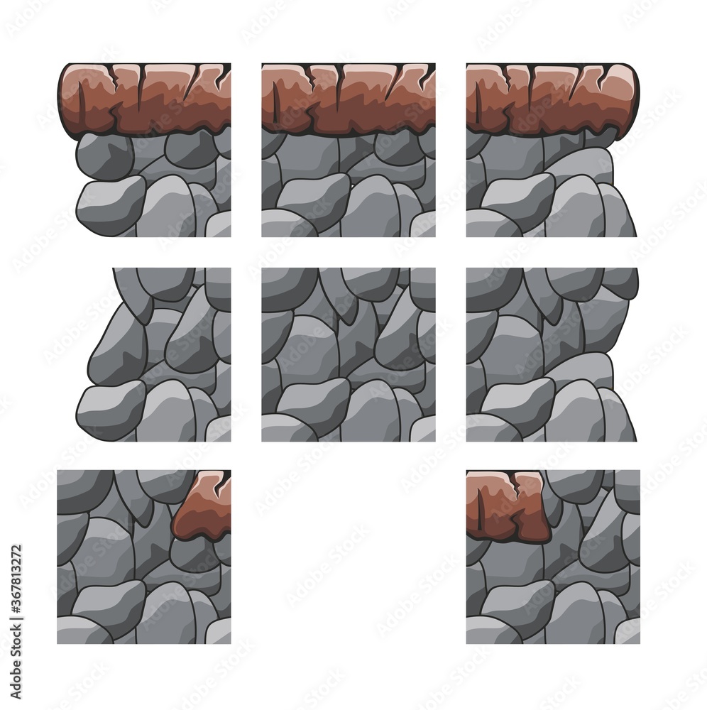 set of seamless pattern vector illustration of stone texture, in ...