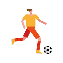 Canvas Print - young woman playing soccer character