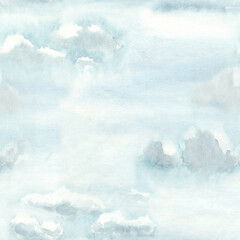 Wall Mural - Hand painted watercolor clouds