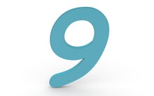 3D Numeral Nine On White Background