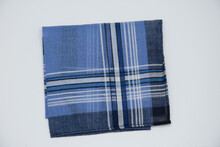 Blue Handkerchief With Lines On The White Background