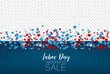 © Natalie Adams - Labor Day weekend sale. United States national flag colors stars. USA federal holiday overlay banner. vector illustration.