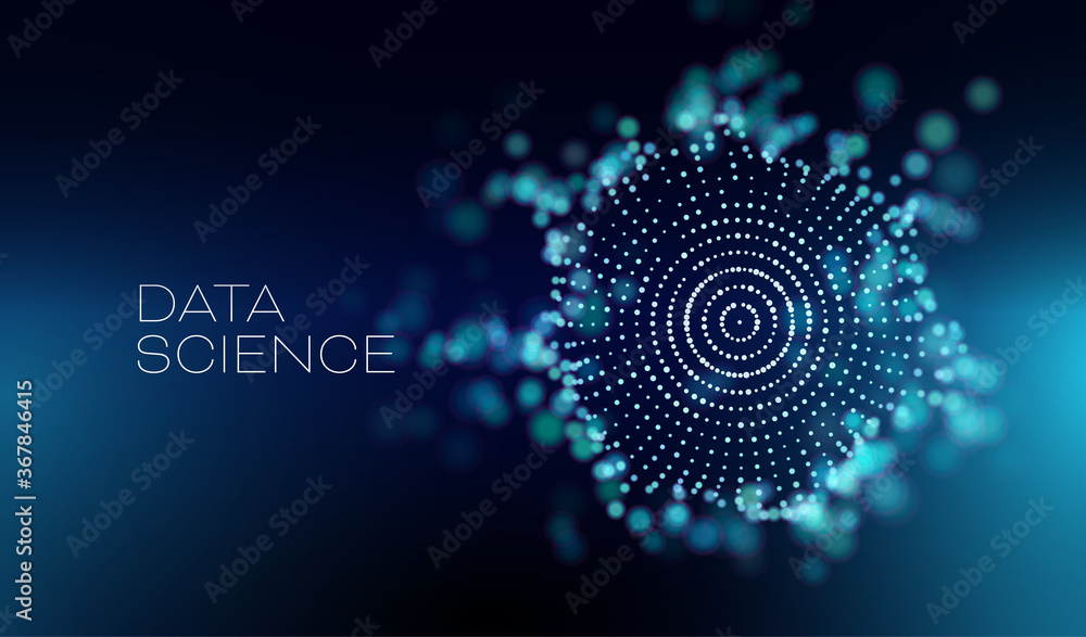 Data science abstract vector background. 3D sphere cloud server. Machine learning technology. - obrazy, fototapety, plakaty 