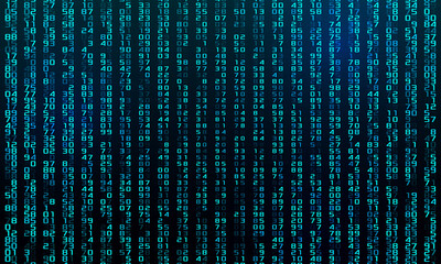 Wall Mural - numbers of the computer matrix of the binary code. techno background coding and hacking.