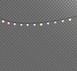 
Christmas lights, bright garland, realistic design element. Glowing lights of Christmas holidays.