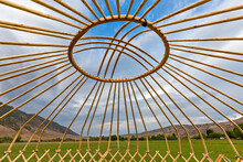 Crown Of The Dome Of A Nomadic Yurt Known As Shangyrak, Under Cosntruction, In Kyrgyzstan