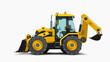 construction yellow tractor side white on white