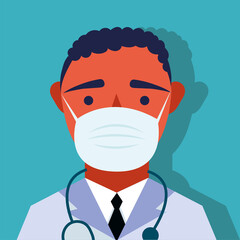 Poster - young male doctor wearing medical mask character