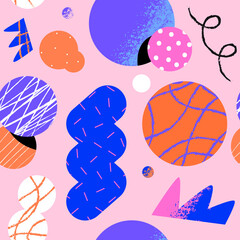 Wall Mural - abstract retro 90s cartoon shape seamless pattern