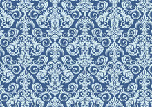 Blue White Damask Seamless Pattern Background