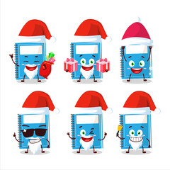 Canvas Print - Santa Claus emoticons with blue study book cartoon character