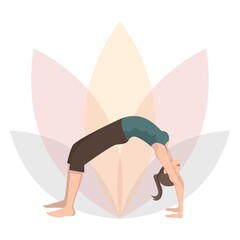 Canvas Print - woman practising yoga in upwards facing bow yoga pose