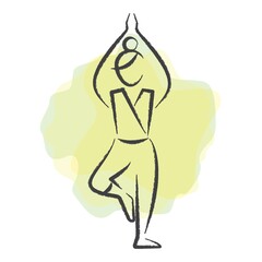 Sticker - woman practising yoga in tree pose