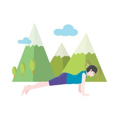 Sticker - woman doing yoga outdoors