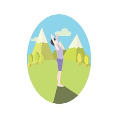 Sticker - woman doing yoga outdoors