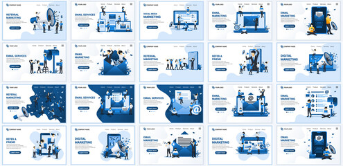 Wall Mural - Set of landing page design templates, Big collection concept of business flat vector illustration. can use for web banner, infographics, landing page, web template