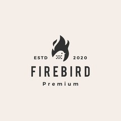 Canvas Print - fire flame bird hipster vintage logo vector icon illustration