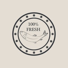 Canvas Print - hundred percent fresh fish label