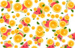 Pattern for placing oranges and watermelons used as a background