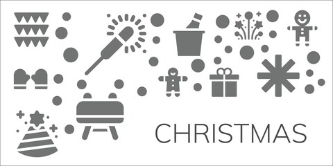 Poster - Modern Simple Set of christmas Vector filled Icons