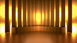 © LIK01 - Golden podium and golden curtain with gold light on the stage 3D rendering