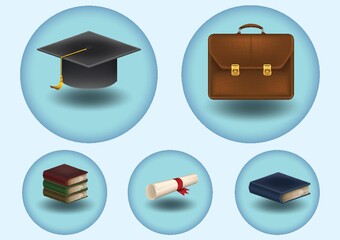 Sticker - set of education icons