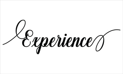 Experience Script Calligraphy Cursive Typography Black text lettering and phrase isolated on the White background 