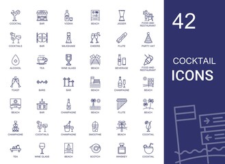 Wall Mural - cocktail icons set