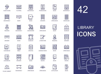 Wall Mural - library icons set