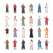 © mast3r - set arabic men women in traditional clothes arab male female cartoon characters collection full length isolated vector illustration