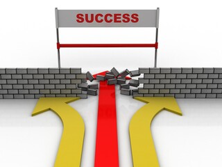 Poster - Rising arrow with success text . 3D illustration