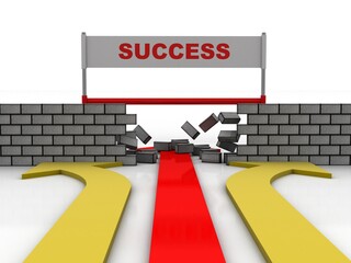 Poster - Rising arrow with success text . 3D illustration