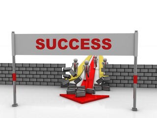 Poster - Rising arrow with success text . 3D illustration