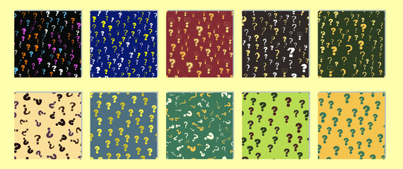 Canvas Print - Set of Question marks education, school concept. Seamless vector EPS 10 pattern. Flat style