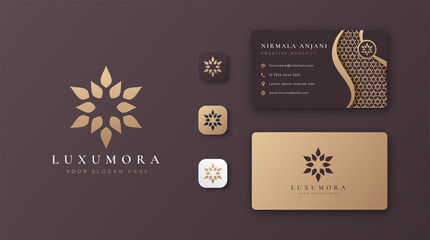 Wall Mural - golden mandala logo with business card