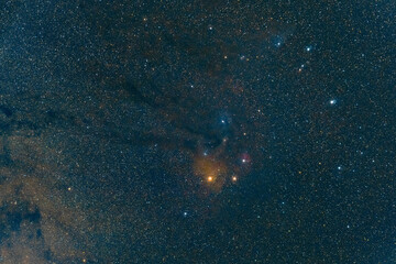 Wall Mural - The Antares region in the constellations of Scorpius and Ophiuchus photographed from Lampenhain in Germany.
