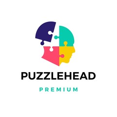 Canvas Print - puzzle head logo vector icon illustration