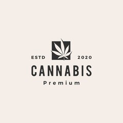 Sticker - cannabis hipster vintage logo vector icon illustration