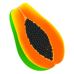 Wall Mural - Half ripe papaya fruit isolated on white background.