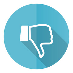 Poster - Dislike vector icon, flat design blue round web button isolated on white background
