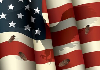 Sticker - waving usa flag