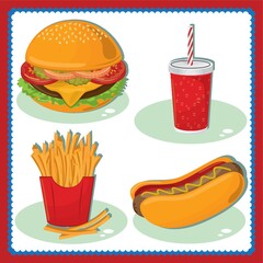 Wall Mural - fast food set