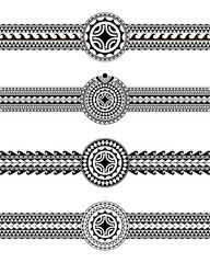 Set of maori polynesian tattoo border tribal sleeve pattern vector. Samoan bracelet tattoo design fore arm or foot. Armband tattoo tribal.