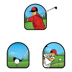 Sticker - men playing golf