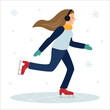 © Jane - The girl is skating on the ice. Winter fun.