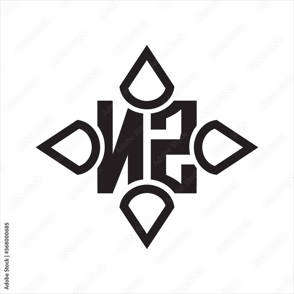 NZ Logo monogram with four cone rounded by the shape design template on ...