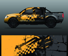 Truck And Vehicle Graphic Vector. Racing Background For Vinyl Wrap And Decal